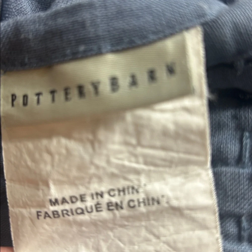 Pottery Barn Pick-Stitch Blue Pillow Case Sham Quilted Cotton Linen Large Hanna